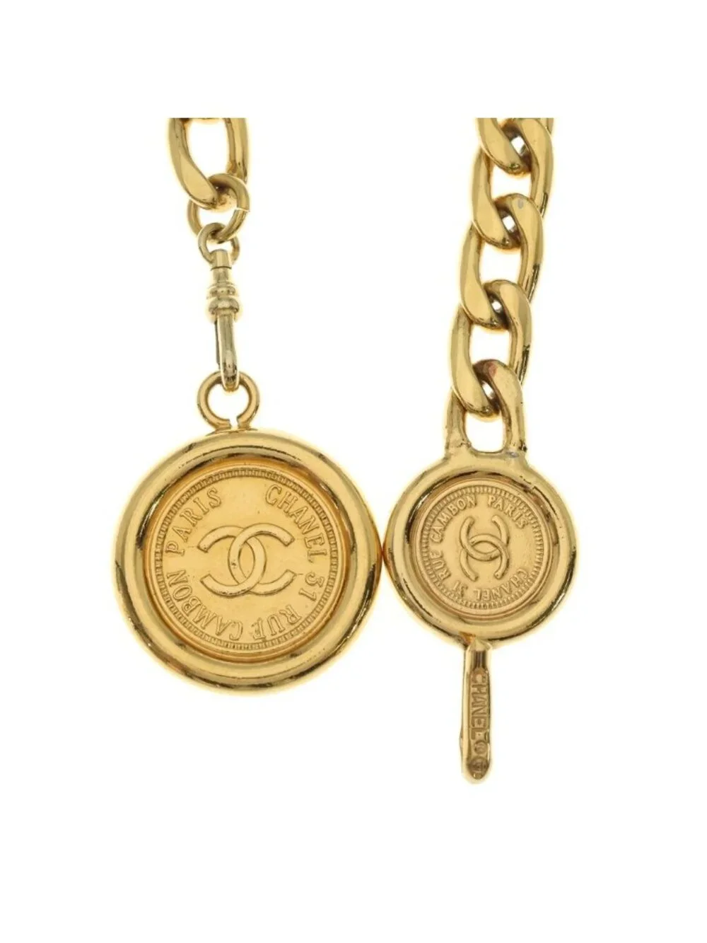 Chanel CC Logo Coin Medal Chain Belt Gold
